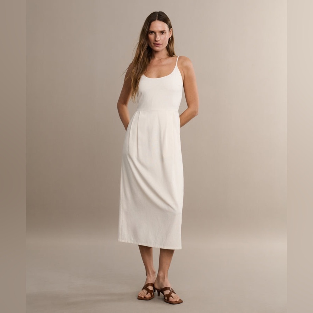 Jenni Kayne Rove Ankle Dress Ivory Brushed Silk Small